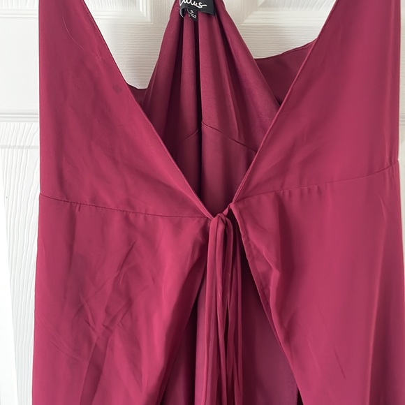 Lulu’s Burgundy Wrap Bridesmaids Dress - Picture 2 of 5